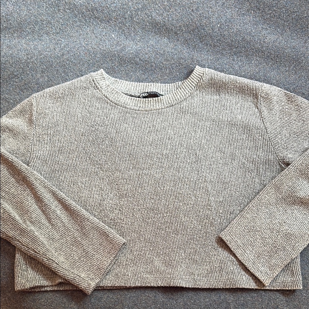Zara Charcoal Ribbed Knit Pullover
